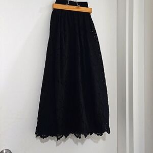 Ted Baker Black Lace Izabel Ballerina Voluminous Midi Skirt size 3